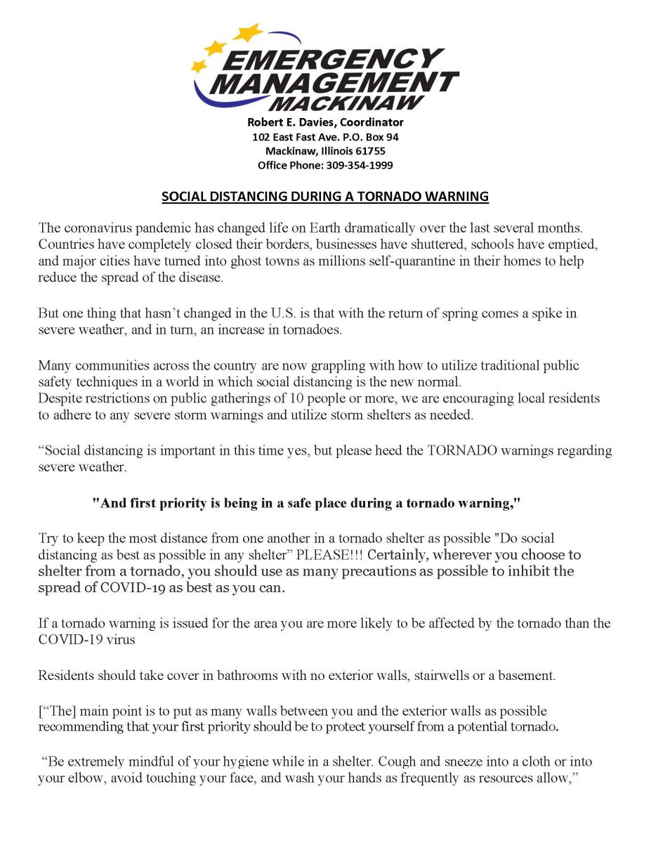Social Distancing During a Tornado Warning
